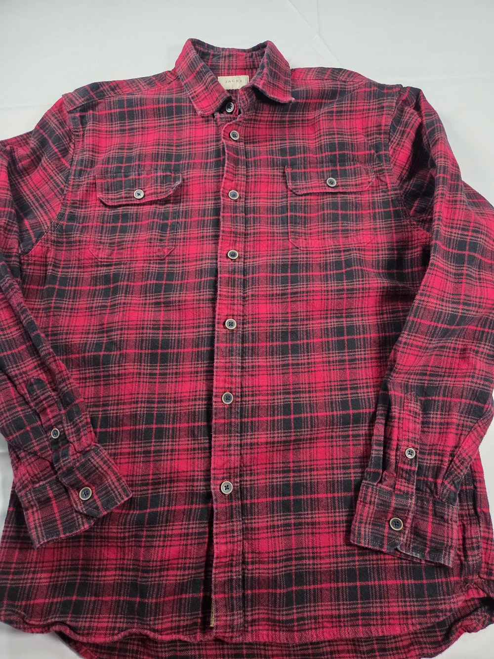 Men's Red and Black Plaid Flannel Shirt - Classic Button-Up